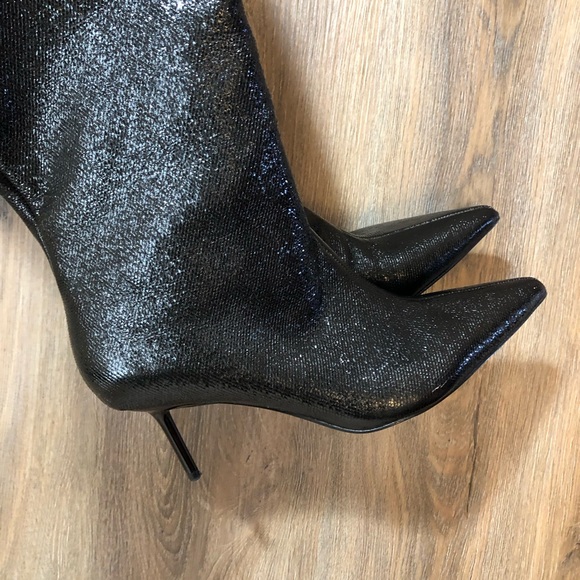 Zara Black Knee High Heeled Boots - Picture 7 of 17